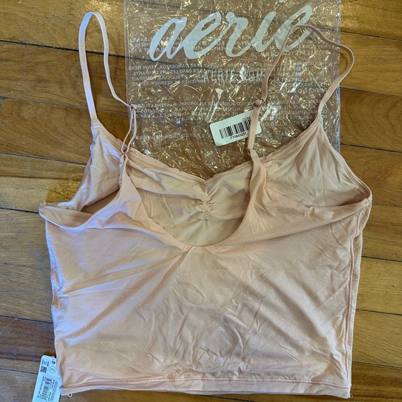 Aerie Women's Pink Shimmer Crop Cami Top - Picture 2 of 5